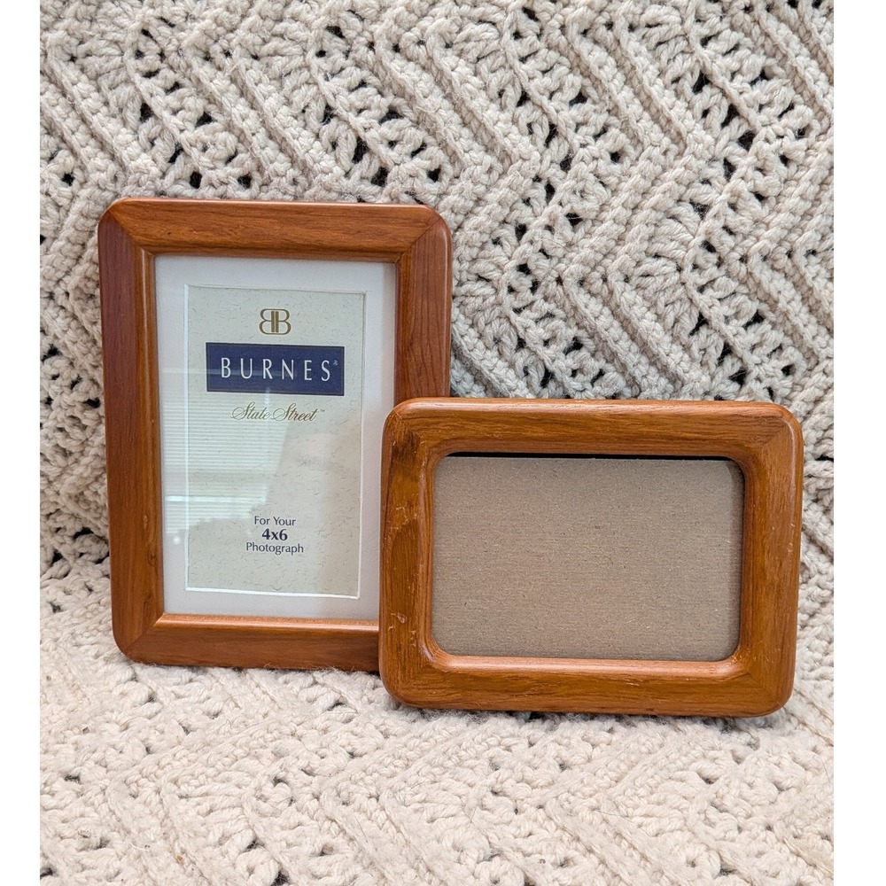 Burnes of Boston State Street Wood Picture Frame Set 4x6 and 2.5x3.5 Honey Brown